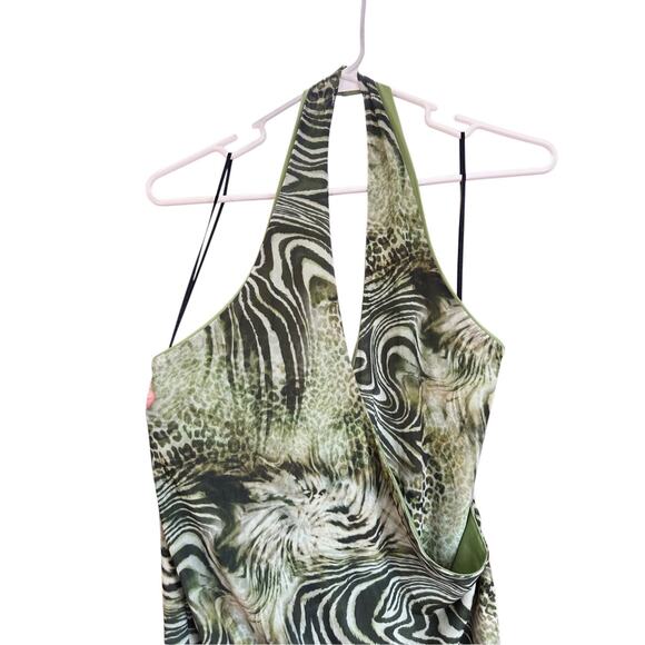 Motel Rocks Yubila Mini Dress In Mesh‎ Cheetah Green Size XL - Picture 7 of 16